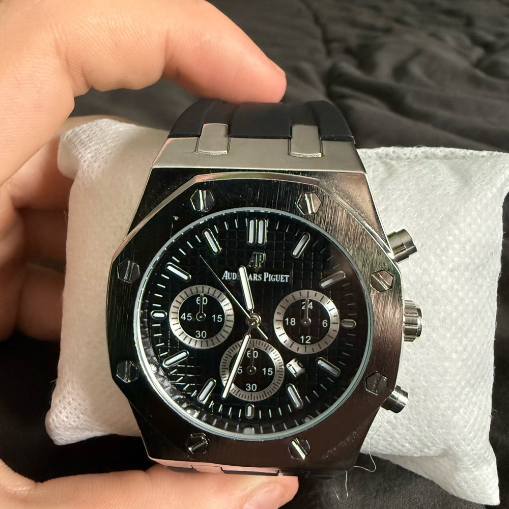 Audemars Piguet Black and Silver Chronograph Watch